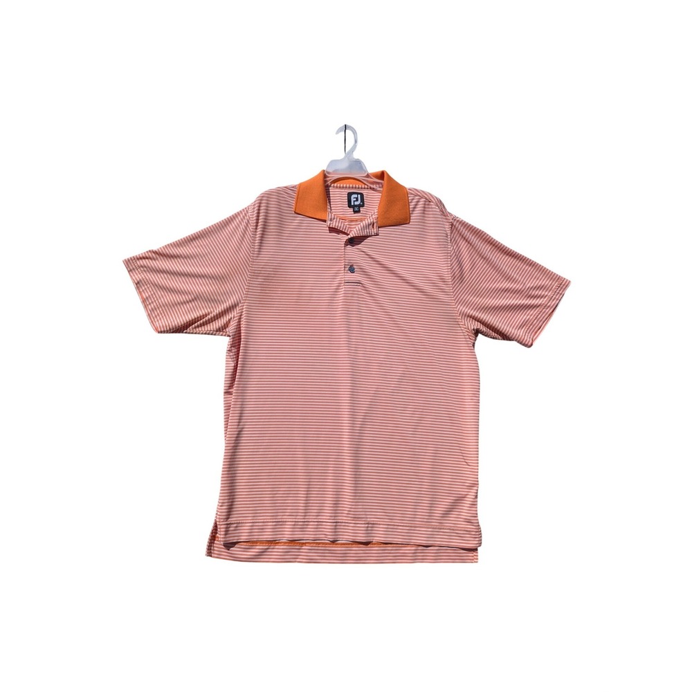 FootJoy FJ Mens ProDry Striped Golf Polo Shirt Orange White Size Medium
